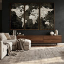 Vintage World Map Wall Art Canvas Print – Framed Large Map