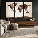 Blue Watercolor World Map Canvas Print – Framed Modern Wall