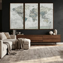 Neutral Vintage World Map Canvas Wall Art Print, Classic Map