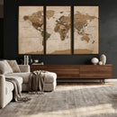 World Map Canvas Wall Art Print, Detailed Global Map Artwork