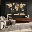 Vintage Blue and Brown World Map Canvas Wall Art – Framed by MyGreatCanvas | Canvas Wall Art Prints | Photo Prints & Wall Decor