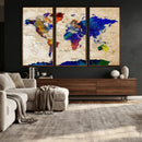 Watercolor World Map Canvas Print – Framed Wall Art for by MyGreatCanvas | Canvas Wall Art Prints | Photo Prints & Wall Decor