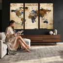 World Map Wall Art Canvas Print, Modern Decorative Framed