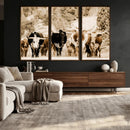 Western Longhorn Herd Wall Art Canvas Print, Sepia Texas by MyGreatCanvas | Canvas Wall Art Prints | Photo Prints & Wall Decor