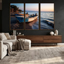 Coastal Fishing Boats Wall Art Canvas Print, Sunset Beach by MyGreatCanvas | Canvas Wall Art Prints | Photo Prints & Wall Decor