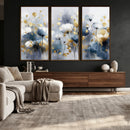 Large Abstract Flowers Wall Art Canvas Print – Gold and Blue by MyGreatCanvas | Canvas Wall Art Prints | Photo Prints & Wall Decor