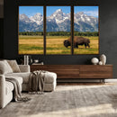 Bison in Mountain Landscape Wall Art Canvas Print – Western by MyGreatCanvas | Canvas Wall Art Prints | Photo Prints & Wall Decor