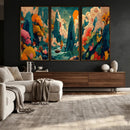 Colorful Japanese Landscape Print: Maximalist Panoramic Wall by MyGreatCanvas | Canvas Wall Art Prints | Photo Prints & Wall Decor