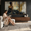 Black Woman Canvas Wall Art — Black Gold Gown Fashion Print by MyGreatCanvas | Canvas Wall Art Prints | Photo Prints & Wall Decor