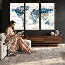 Watercolor World Map Canvas Wall Art Print – Abstract