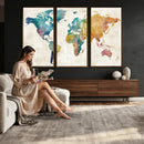 Watercolor World Map Canvas Wall Art Print – Abstract by MyGreatCanvas | Canvas Wall Art Prints | Photo Prints & Wall Decor