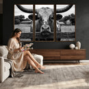 Black White Texas Longhorn Bull Canvas Wall Art, Western Ranch Cattle Photography Print, Rustic Farmhouse Cowboy Decor Artwork