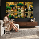 Gustav Klimt Golden Cityscape Wall Art Canvas Print,
