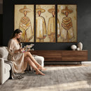 Mexican Folk Art Canvas Wall Art, Charro Poncho Sombrero Painting Print, Neutral Beige Boho Decor, Southwestern Impasto Style, Living Room Art by MyGreatCanvas | Canvas Wall Art Prints | Photo Prints & Wall Decor