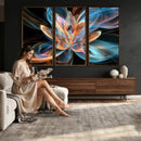 Fractal Lotus Canvas Wall Art, Blue Orange Glowing Flower Abstract Print, Modern Zen Meditation Room Decor, Ethereal Digital Art, Living Room by MyGreatCanvas | Canvas Wall Art Prints | Photo Prints & Wall Decor