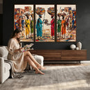 African Folk Art Canvas Wall Art, Colorful African Women Village Painting Print, Tribal Ethnic Home Decor, Vibrant African Art, Living Room by MyGreatCanvas | Canvas Wall Art Prints | Photo Prints & Wall Decor