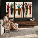 African Folk Art Canvas Wall Art, Colorful African Women Village Painting Print, Tribal Ethnic Home Decor, Vibrant African Art, Living Room