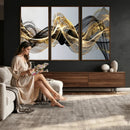 Black and Gold Abstract Wall Art, Modern Wave Canvas Print, Elegant Flowing Smoke Art, Luxury Living Room Decor by MyGreatCanvas | Canvas Wall Art Prints | Photo Prints & Wall Decor