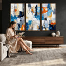 Blue Teal Abstract Canvas Wall Art, Modern Textured Painting Print, Navy Orange White Contemporary Art, Neutral Living Room Decor, Office Art by MyGreatCanvas | Canvas Wall Art Prints | Photo Prints & Wall Decor