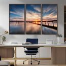 Wooden Pier on Seascape and Sunset Wall Art Canvas Print by MyGreatCanvas | Canvas Wall Art Prints | Photo Prints & Wall Decor