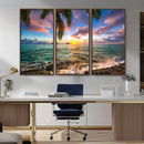 Framed Tropical Sunset Art Canvas Print