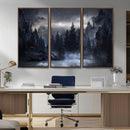 Night Landscape and Trees Wall Art Canvas Print
