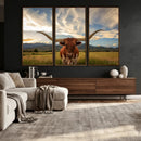 Texas Longhorn Canvas Wall Art – Majestic Triptych Animal by MyGreatCanvas | Canvas Wall Art Prints | Photo Prints & Wall Decor