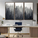 Misty Forest Canvas Wall Art – Monochrome Triptych Pine Tree by MyGreatCanvas | Canvas Wall Art Prints | Photo Prints & Wall Decor