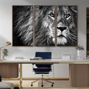 Black and White Lion Canvas Wall Art Print – Wildlife