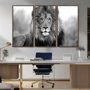Black and White Lion Canvas Wall Art – Animal Print Artwork