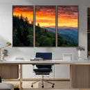 Forest Landscape Wall Art Sunset Canvas, Forest Sunset