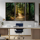 Sunlit Forest Pathway Canvas Print | 3 Panel Large Nature by MyGreatCanvas | Canvas Wall Art Prints | Photo Prints & Wall Decor