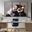 Dj Monkey Listening to Music Wall Art Print | Banksy Monkey by MyGreatCanvas | Canvas Wall Art Prints | Photo Prints & Wall Decor