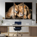 Lion and Lioness Wall Art Canvas Print – Framed African