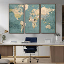 Classic World Map Canvas Print – Framed Vintage Map Wall by MyGreatCanvas | Canvas Wall Art Prints | Photo Prints & Wall Decor