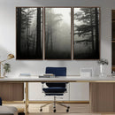 Misty Forest Wall Art Premium Canvas Print a Foggy and