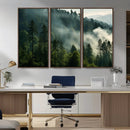 Misty Forest Wall Art Premium Canvas Print a Foggy and
