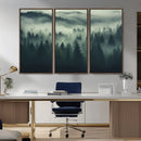 Misty Forest Wall Art Premium Canvas Print a Foggy and