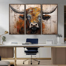 Scottish Highland Cow Cattle Art Print on Wood Style by MyGreatCanvas | Canvas Wall Art Prints | Photo Prints & Wall Decor