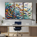 Modern Abstract Fish Shoal Wall Art Canvas Print, Colorful by MyGreatCanvas | Canvas Wall Art Prints | Photo Prints & Wall Decor