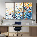 Abstract Fish Shoal Wall Art Canvas Print, Colorful Fish