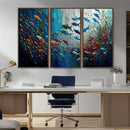 Modern Abstract Fish Shoal Wall Art Canvas Print, Colorful