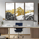 Gold Abstract Mountains Wall Art Print on Canvas, Nature