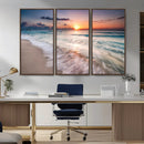 Sunset Beach Wall Art – Soothing Coastal Landscape, Ready to