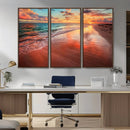 Sunset Beach Wall Art | Ocean Canvas Print | Coastal Wall