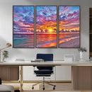 Vibrant Sunset Beach Wall Art - Ocean Sunset Canvas Print |