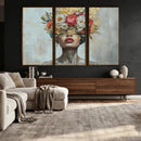 Golden Petal Wall Art Canvas Print - Silhouette Woman Wall