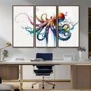 Watercolor Vibrant Octopus Wall Art Canvas Print | Abstract