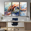 Watercolor Sea Turtle Wall Art Canvas Print - Vibrant Ocean