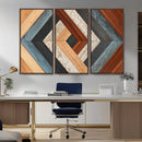 Geometric Wood Art Wall Decor Canvas Print, Rustic Wooden